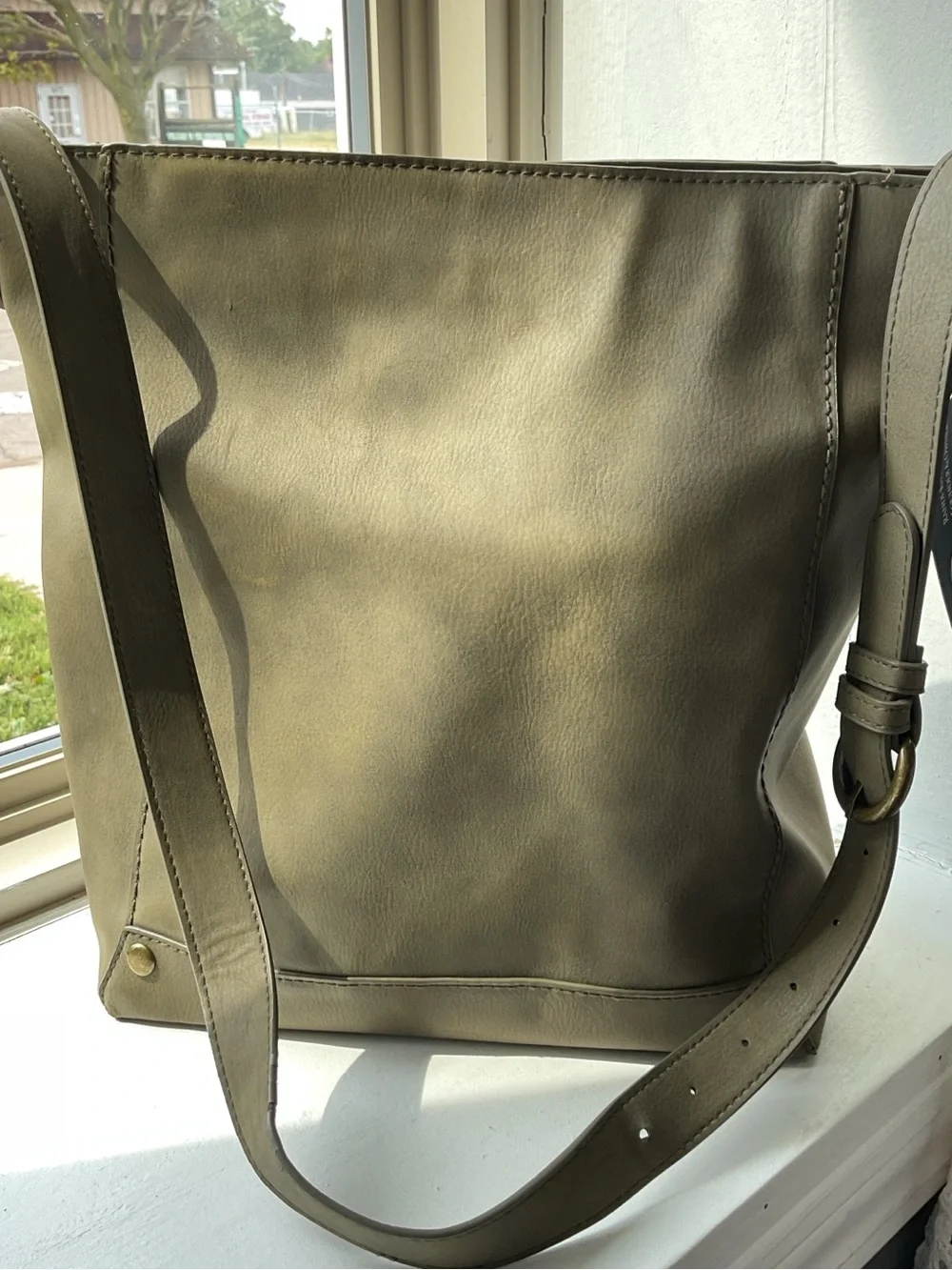 Olive Green Leather Shoulder Bag